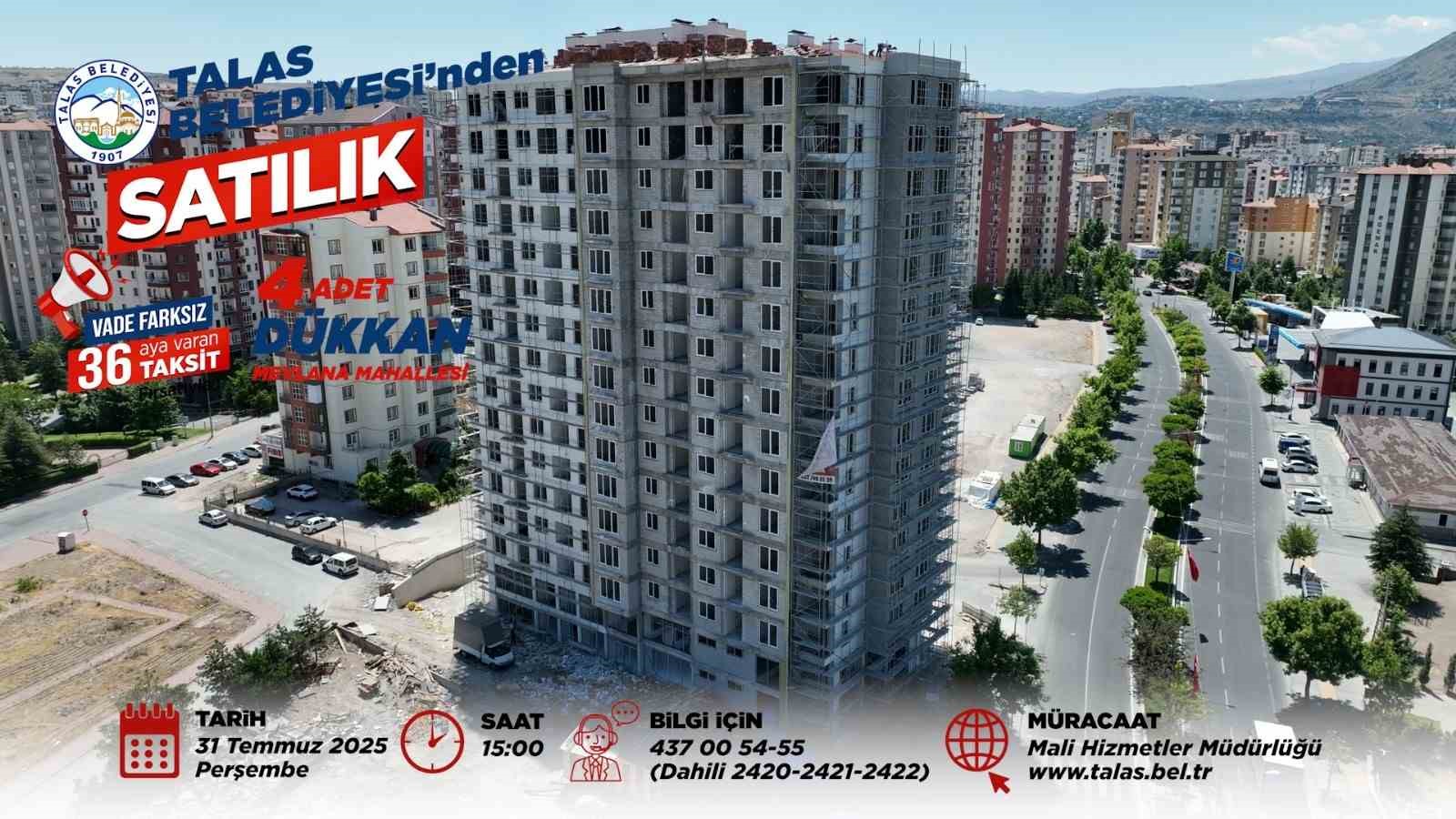 Talas Belediyesi’nden taksitli yatırım ve uzun vadeli kiralama fırsatı
