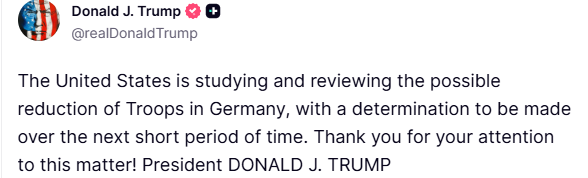 ABD Başkanı Trump: "Almanya’daki askerlerimizin sayısını azaltmayı düşünüyoruz"
