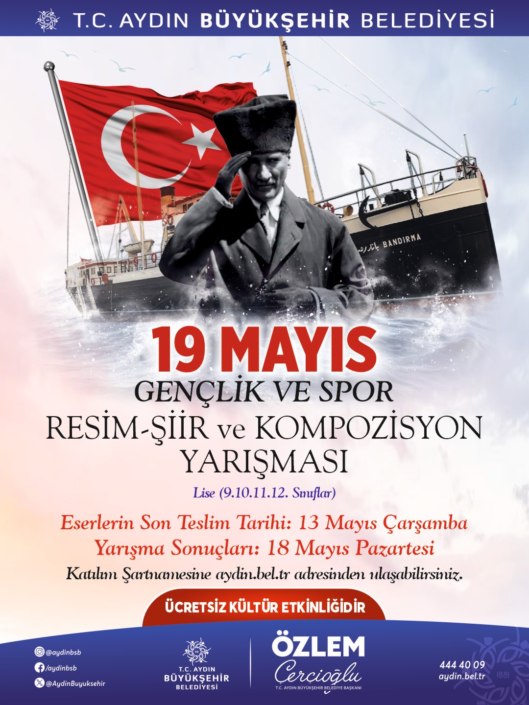 Aydın Büyükşehir’den 19 Mayıs temalı şiir ve kompozisyon yarışması
