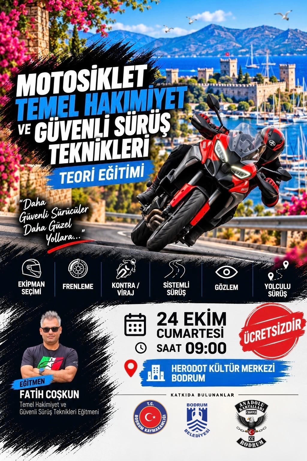 Bodrum’da motosiklet sürücülerine hayati eğitim
