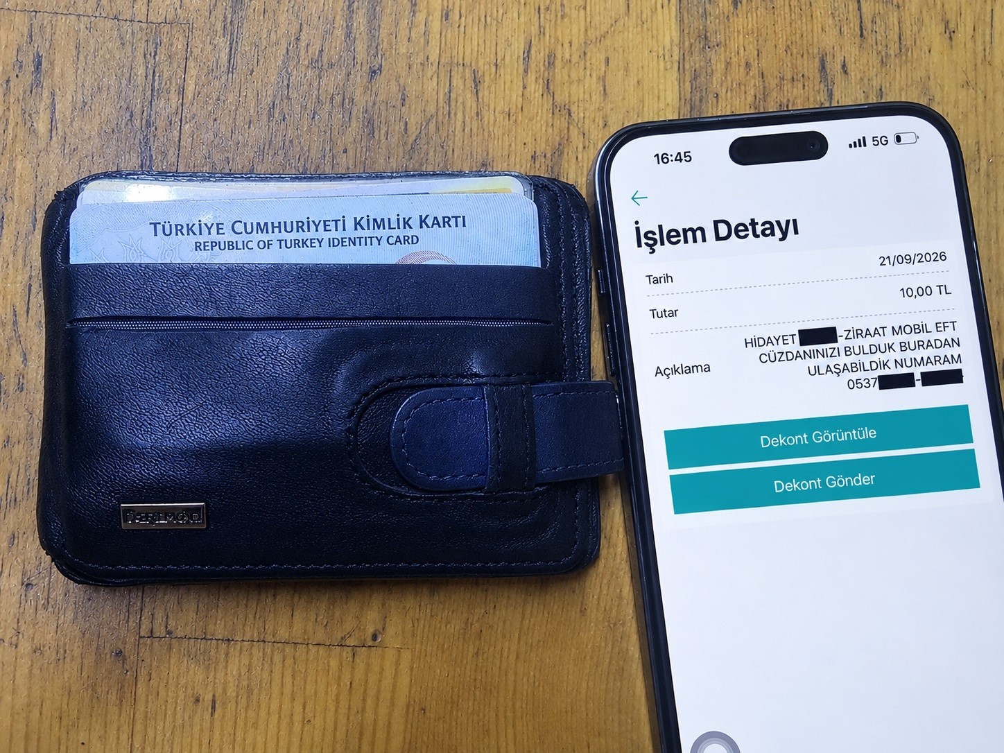 Bulduğu cüzdanın sahibine ulaşmak için 10 TL gönderdi
