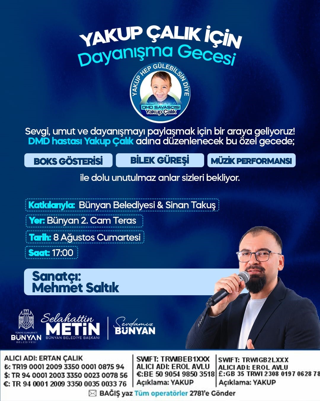 Bünyan’da hasta çocuk için dayanışma gecesi düzenlenecek
