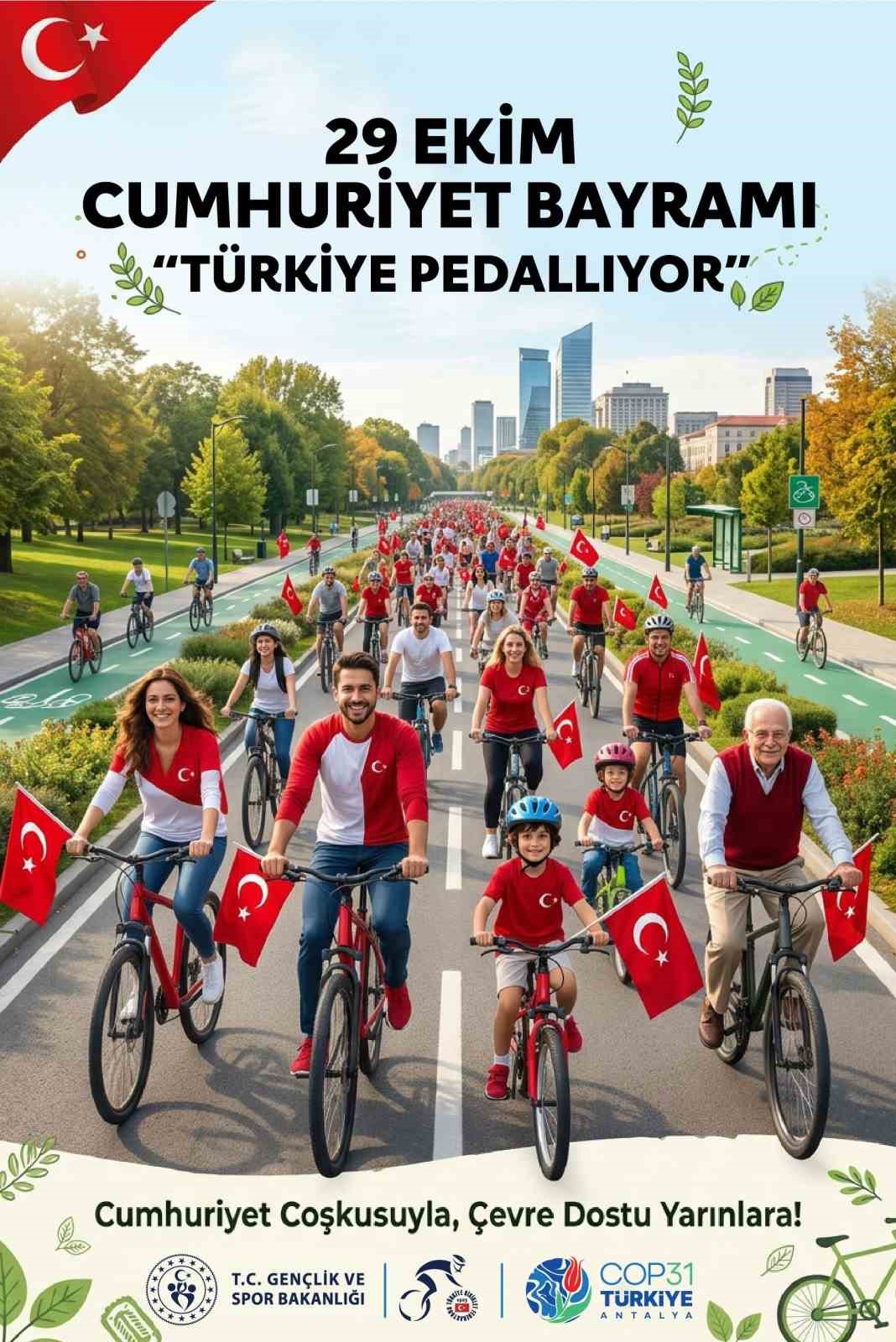 Cumhuriyetin 103. yılında 81 ilde pedallar iklim farkındalığı ve daha yeşil bir gelecek için çevrilecek
