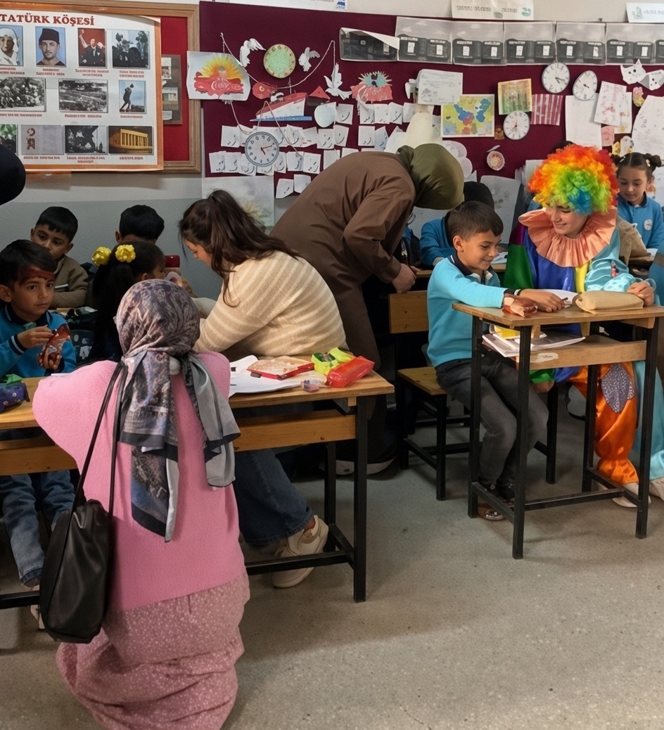 Erzincan’da üniversiteli gönüllüler köy okulundaki çocukları sevindirdi
