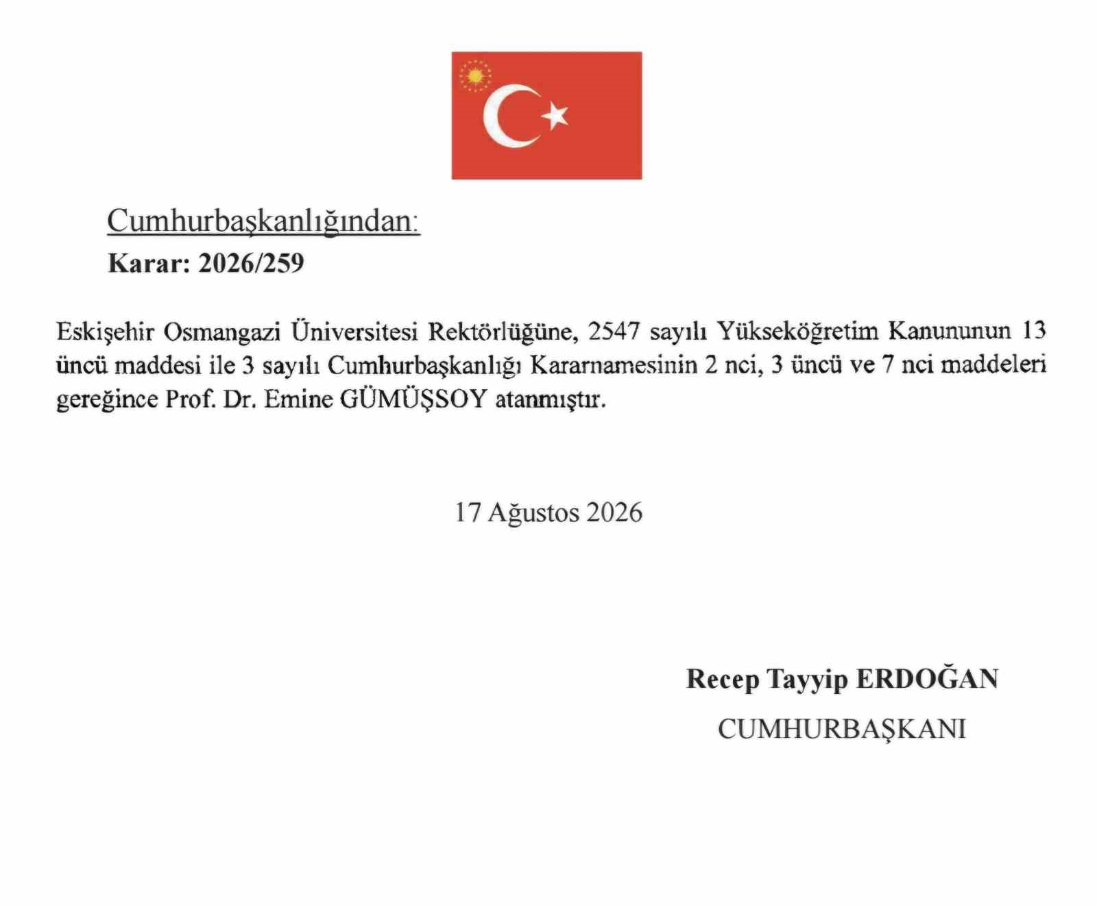 Eskişehir Osmangazi Üniversitesi’ne (ESOGÜ) yeni rektör atandı
