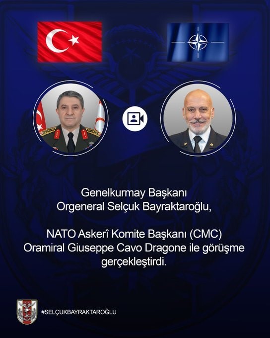 Genelkurmay Başkanı Orgeneral Bayraktaroğlu, NATO Askeri Komite Başkanı Dragone ile görüştü
