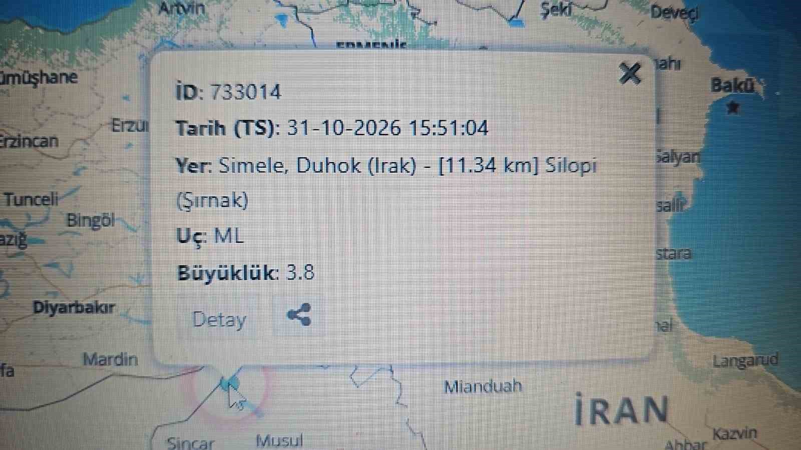 Irak’taki deprem Şırnak’ta da hissedildi

