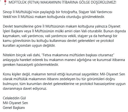 Müftülük makamı tartışması: "Fetva makamına müftüden başkası oturamaz"
