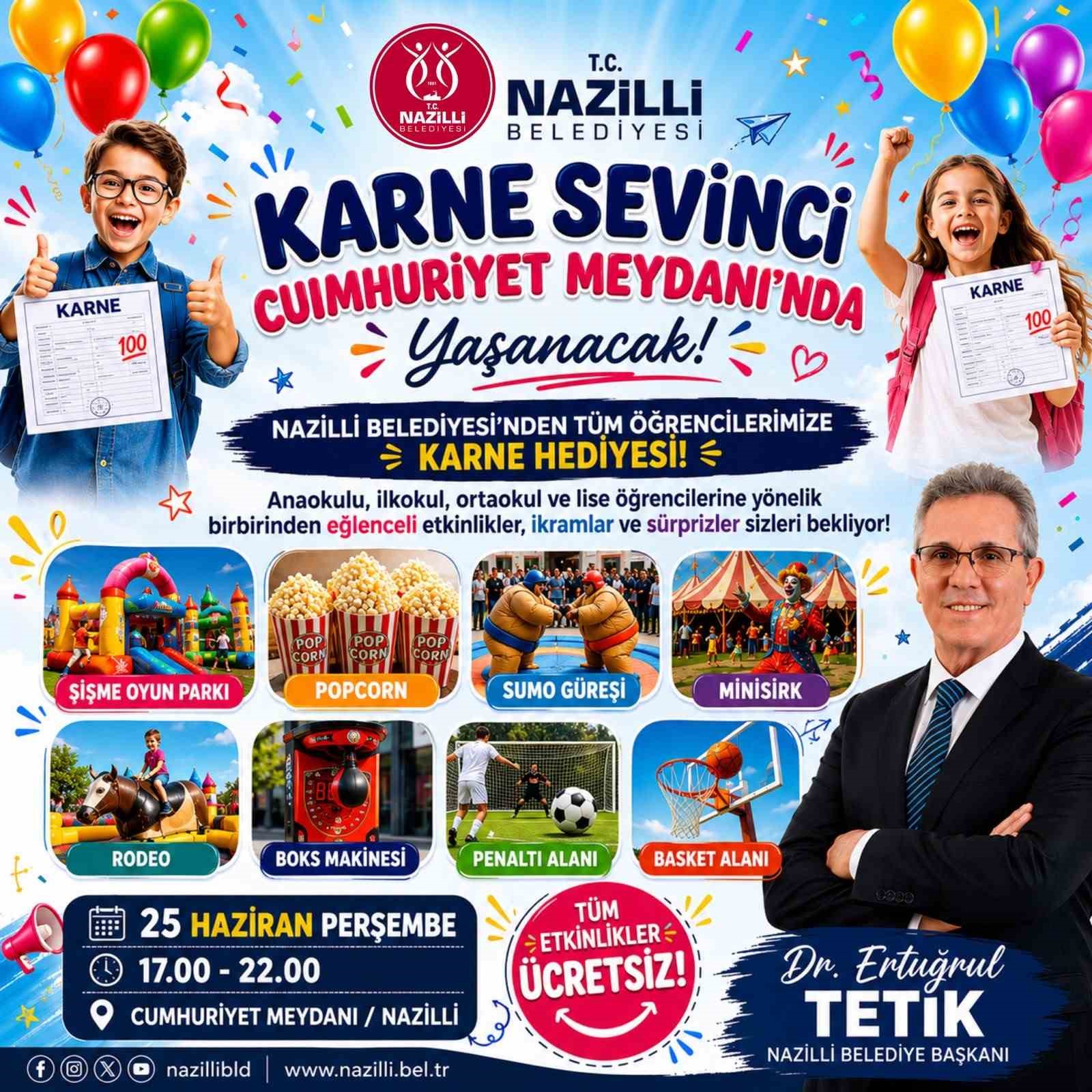 Nazilli Belediyesi’nden öğrencilere karne hediyesi
