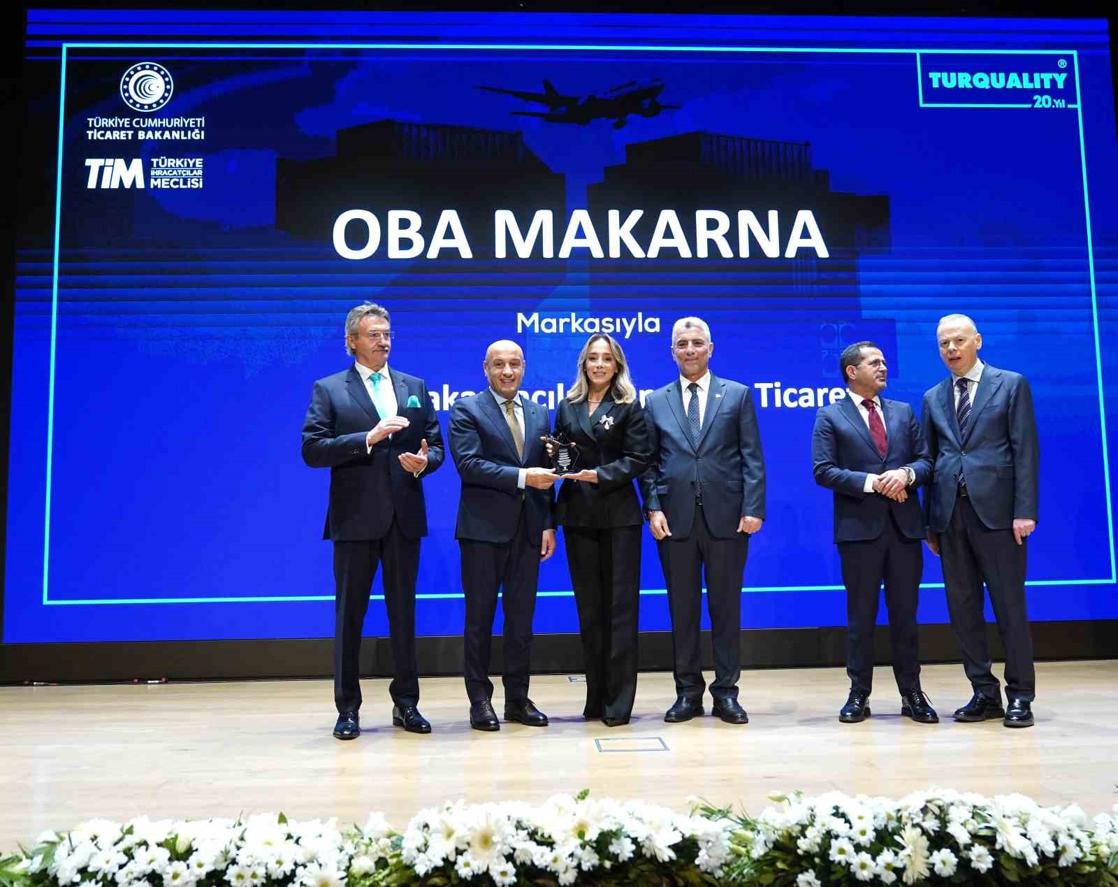 Oba Makarna’ya Turquality’den "En Çok Ülkeye İhracat Yapan Turquality Şampiyonu" Ödülü
