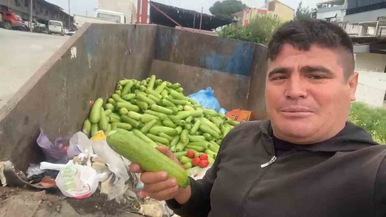 Toptancı halinde çöpe atılan sebzelere tepki
