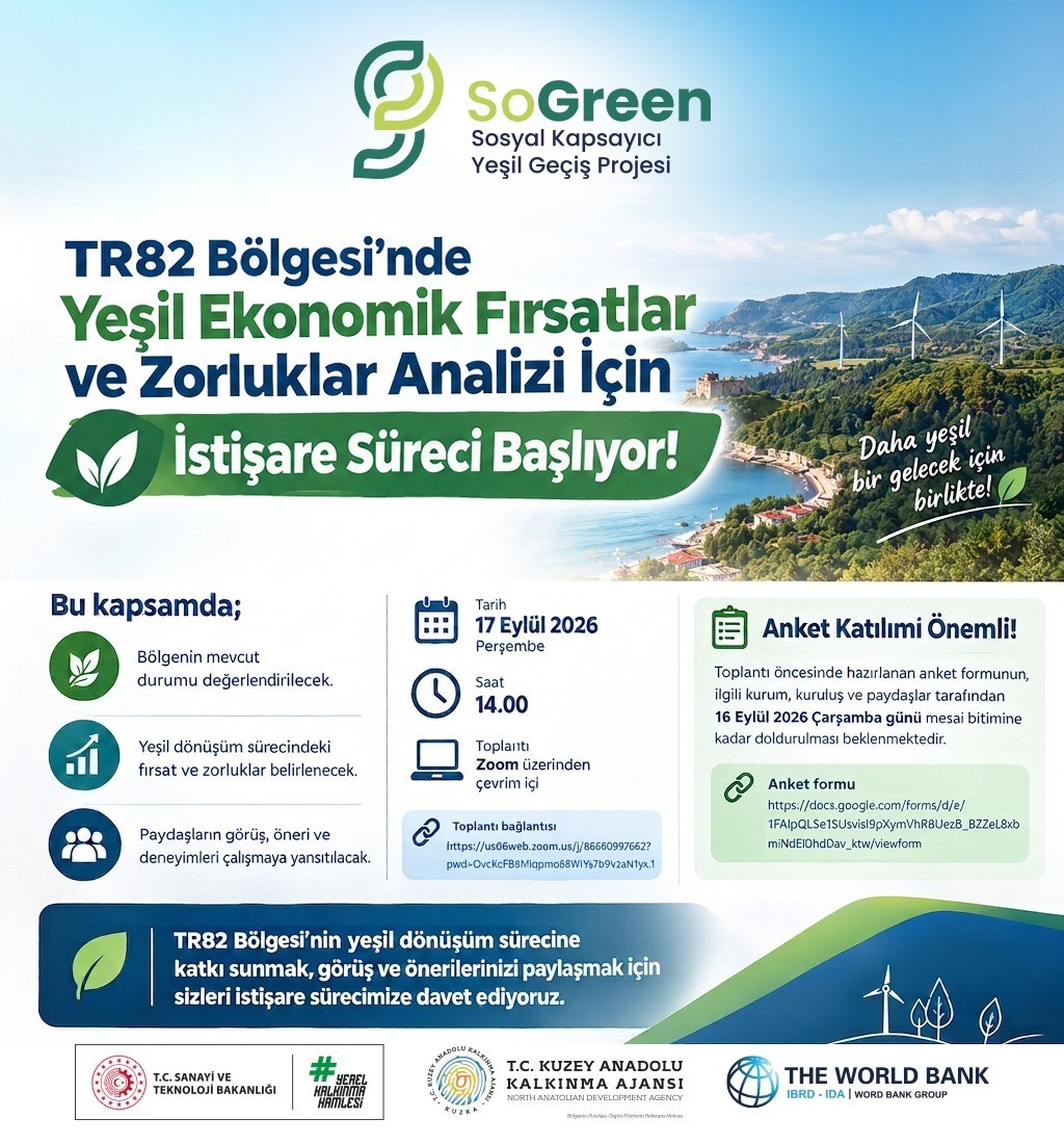 TR82 Bölgesi’nde yeşil ekonomik fırsatlar ve zorluklar analizi için istişare süreci başlıyor
