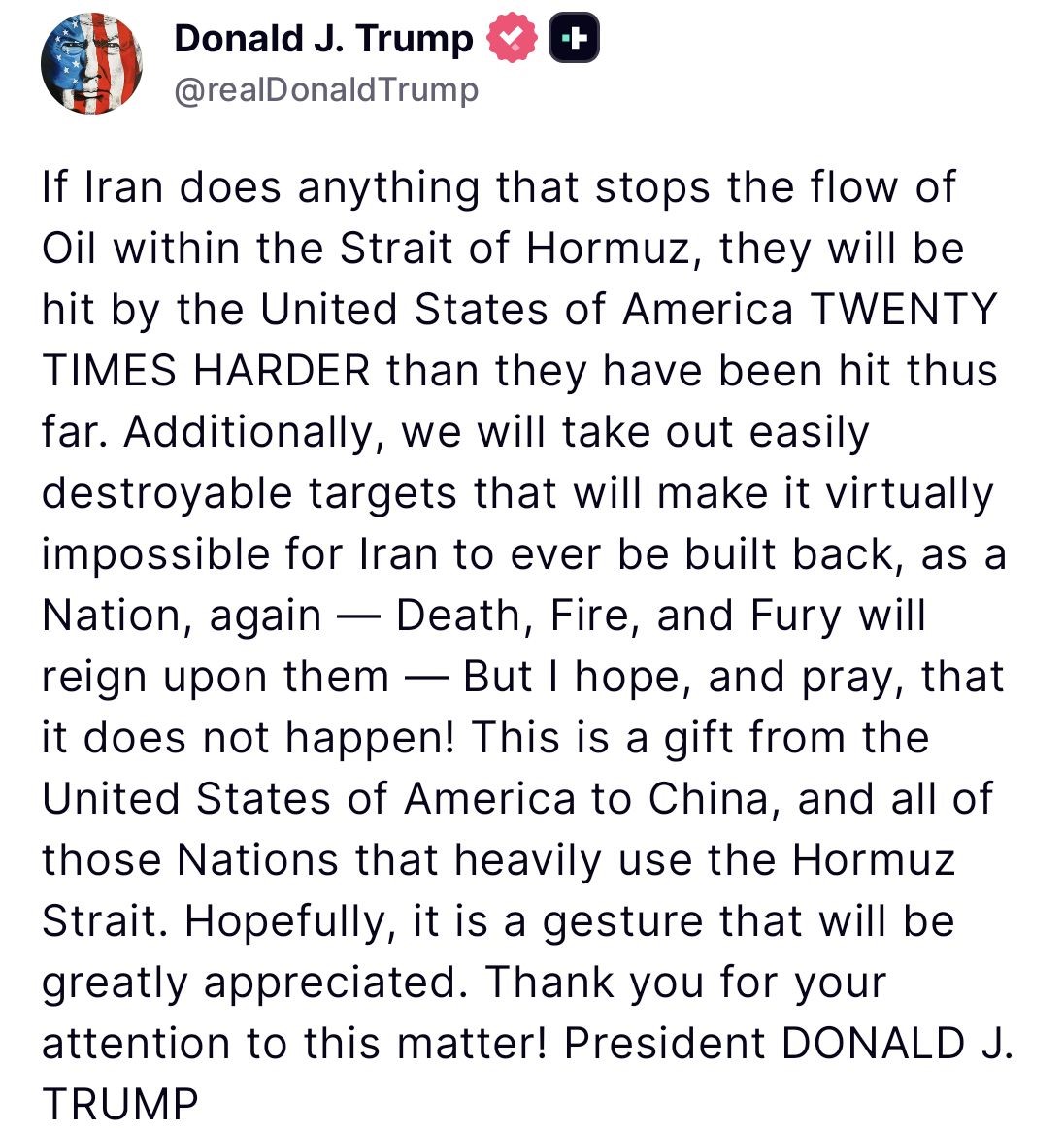 Trump’tan İran’a Hürmüz Boğazı uyarısı: "Yirmi kat daha sert şekilde vururuz"
