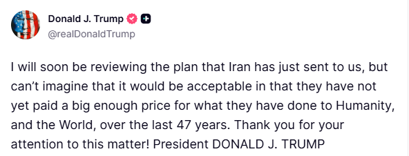 Trump’tan İran’ın son teklifiyle ilgili açıklama: "Kabul edilebilir olacağını düşünemiyorum"
